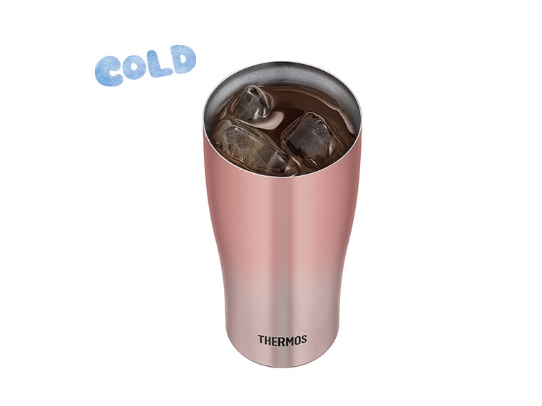 モス(THERMOS)JDY-421C真空断熱タンブラー 0.42Lは氷が入った冷たいん飲み物でも結露しません。