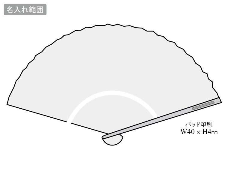 黒染中彫　JAPAN扇子の名入れ範囲