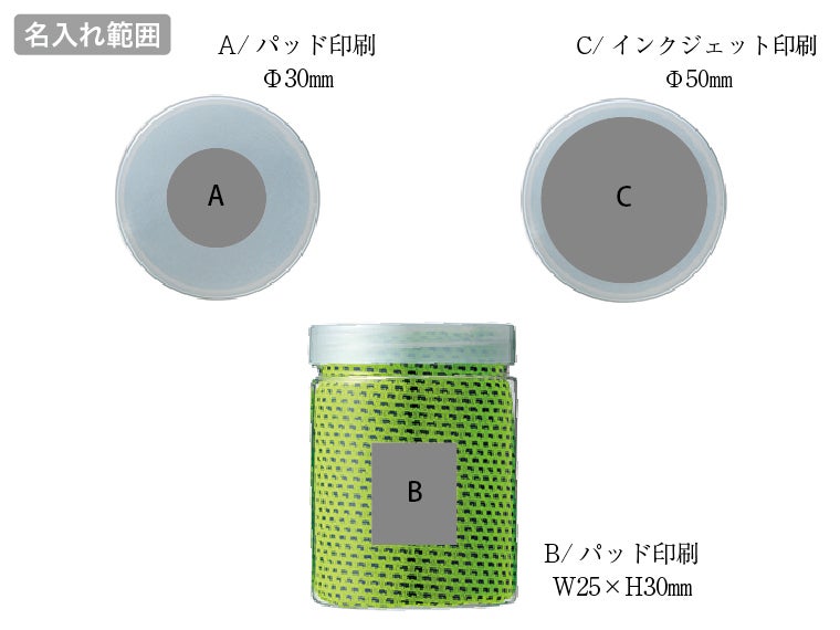 コンパクトボトルインクールタオルの名入れ範囲