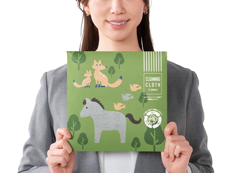 使える　マルチクロス６枚組は可愛いアニマルデザインのパッケージ入り！