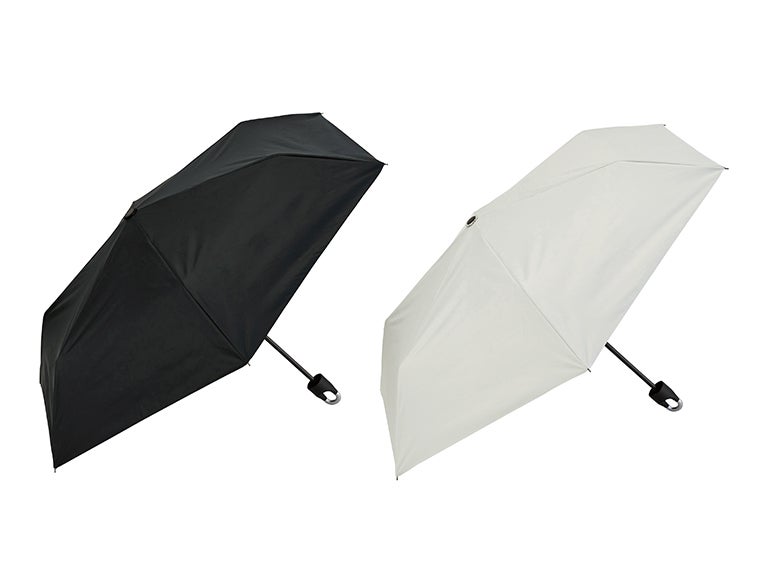 晴雨兼用　カラビナ付き手元折りたたみ傘の本体カラーはブラックとグレーの2色をアソートでお届けいたします。