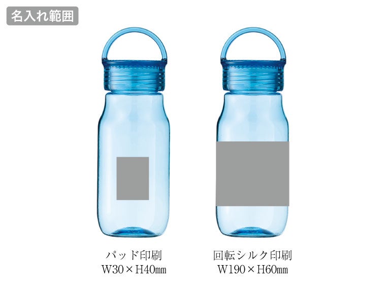 クリアボトル４００ｍｌの名入れ範囲