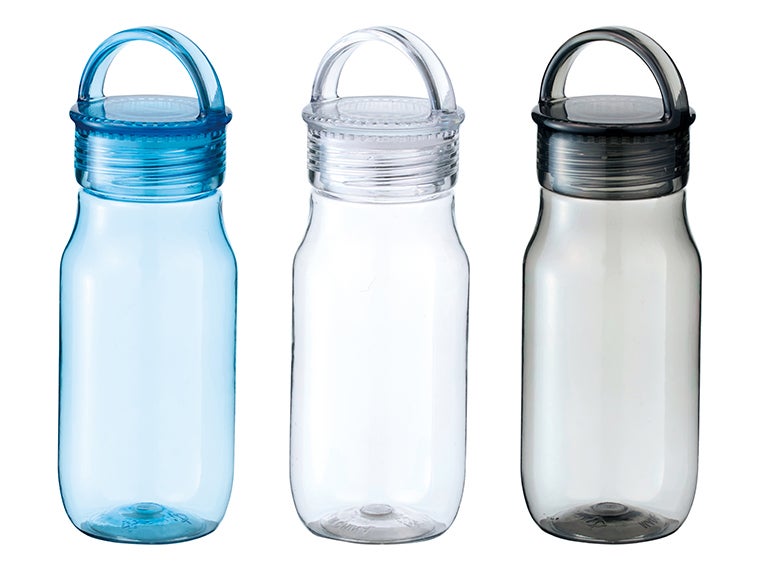 クリアボトル４００ｍｌの本体カラーはブルー、クリア、ブラックの3色をアソートでお届けいたします。