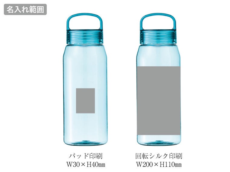 トライタン　クリアボトル６５０ｍｌの名入れ範囲