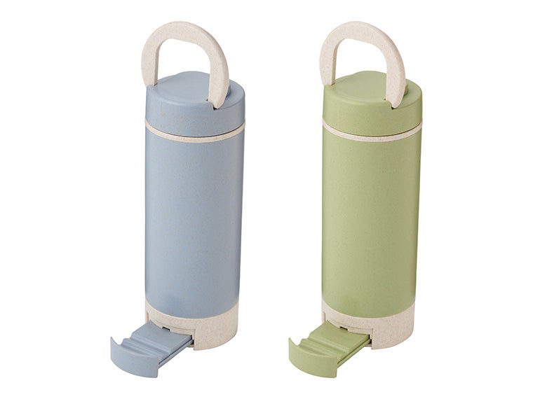 スマホスタンド付きバンブーボトル４００ｍｌの本体カラーはブルーとグリーンの2色からお選びいただけます。