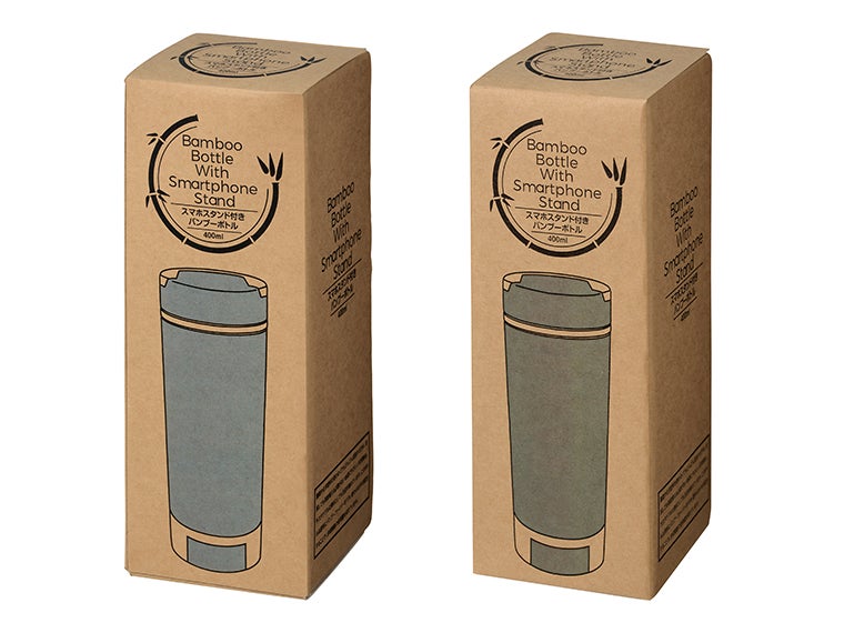 スマホスタンド付きバンブーボトル４００mlの化粧箱画像