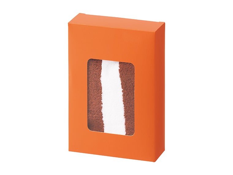 ふんわりストライプ　ウォッシュタオルは窓付きパッケージ入り！