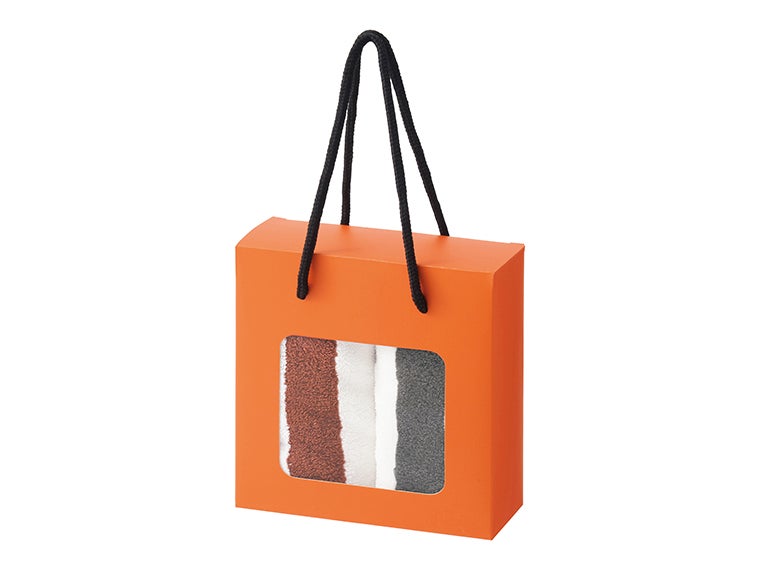 ストライプ　ハンド＆ウォッシュタオルは持ち手付き化粧箱入りなのでそのままお渡しできます。