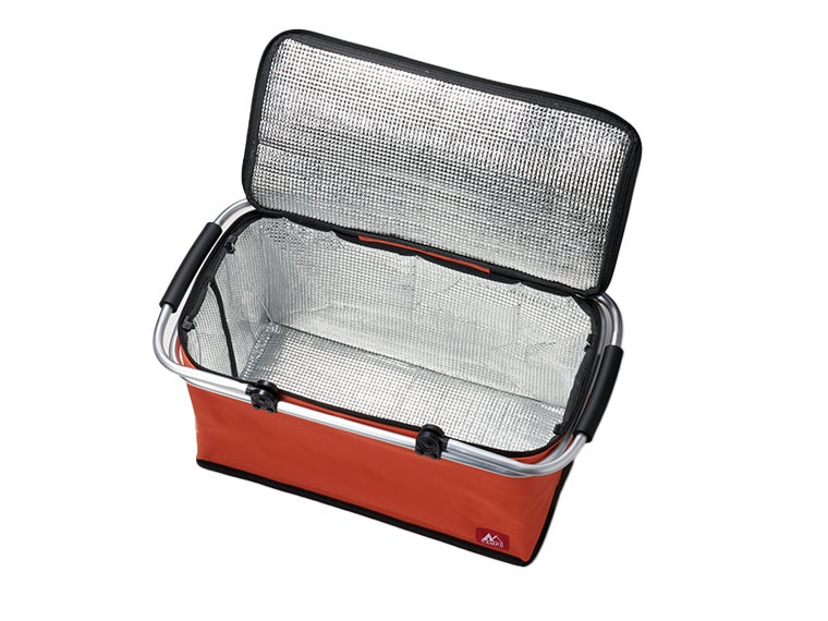 キャンプス 軽量アルミ保冷温バスケットの内側はアルミ蒸着フィルム張り加工が施されております。