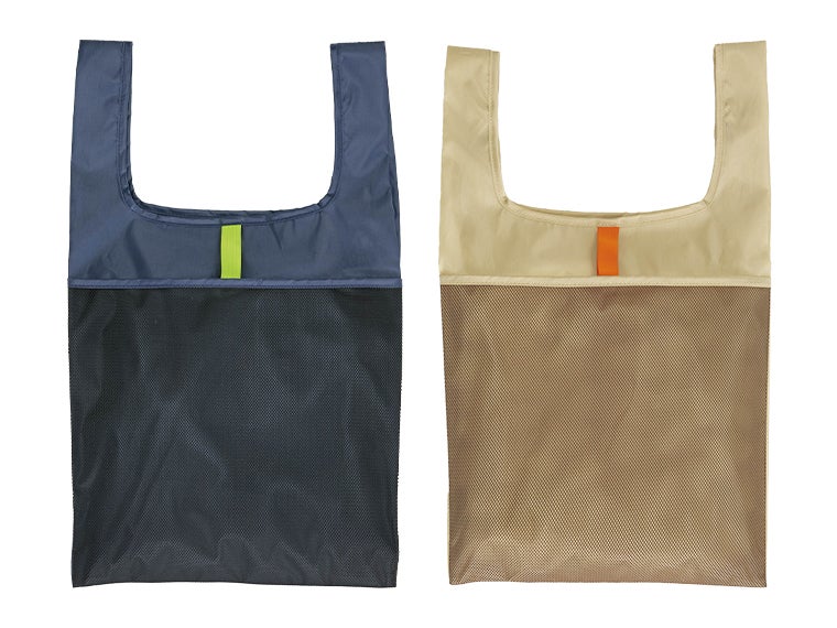 ミーロ／メッシュポケットエコバッグは2色をアソートでお届けいたします。