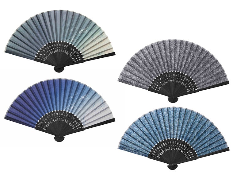 扇子の流水デザインと麻紋デニムの画像