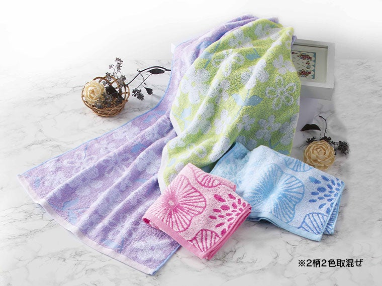 ふわふわ無撚糸ジャガードフェイスタオル