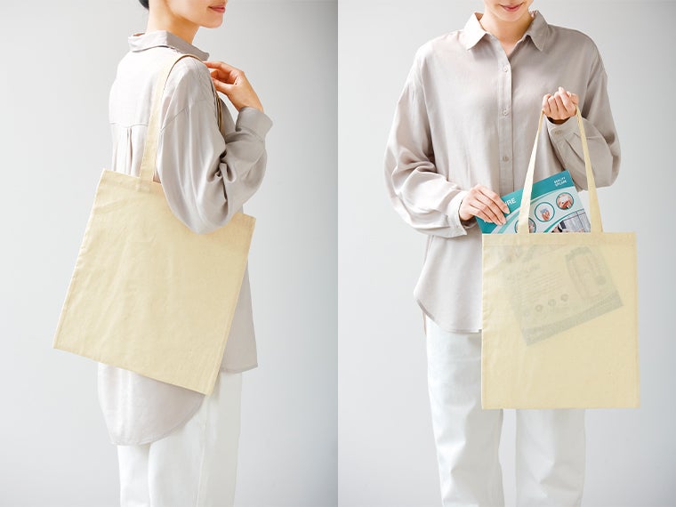 コットンフラットショルダートートの使用イメージ