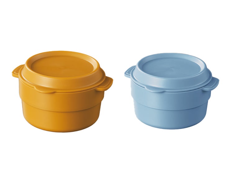 ラウンド保存容器の本体カラーイエローとブルーの画像
