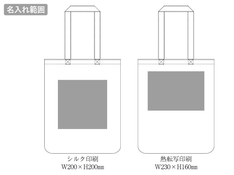 ノートPCが入れられるファスナートートの名入れ範囲