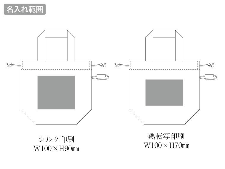 クルリト コンパクトクーラーミニ巾着の名入れ範囲