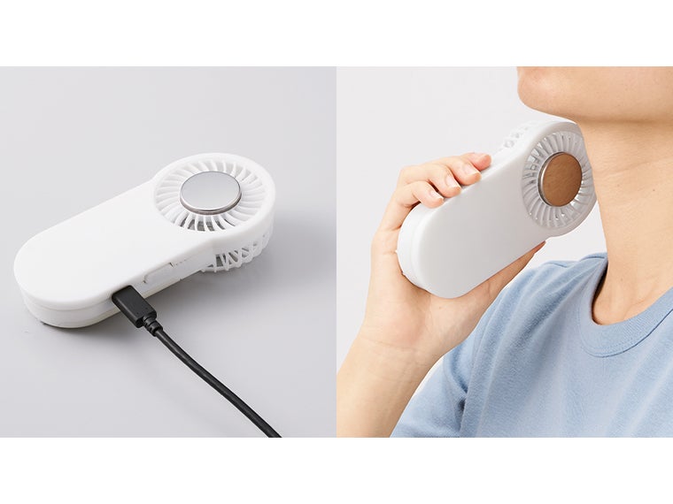 全面印刷できる冷却プレートUSBハンディファンの使用イメージ