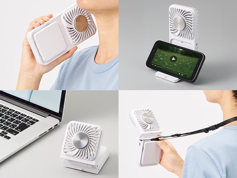 スマホスタンド付冷却プレートUSBファンの使用イメージ