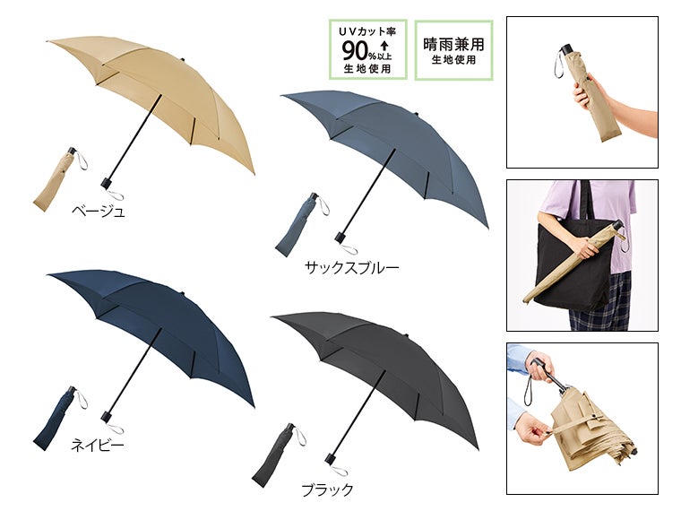 たたんでも伸ばしても使えるUV傘