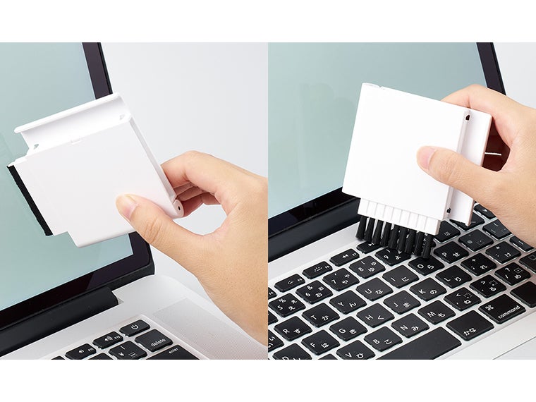 スマホスタンドにもなるPC2WAYクリーナーの使用イメージ