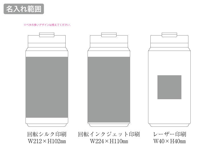 Zalattoサーモストレートタンブラー　ver.2の名入れ範囲