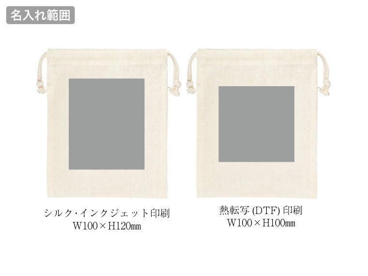 リサイクルコットン巾着Sの名入れ範囲