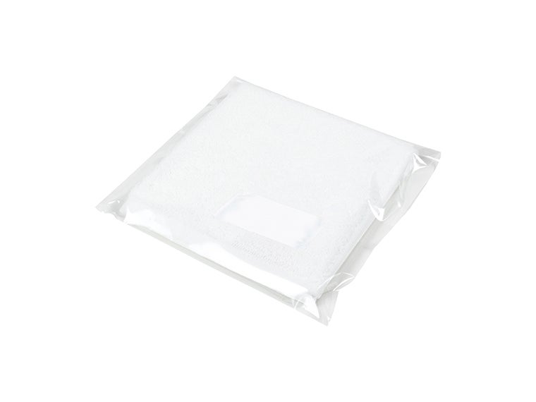 タオルハンカチ25×25cmは透明袋入りです。