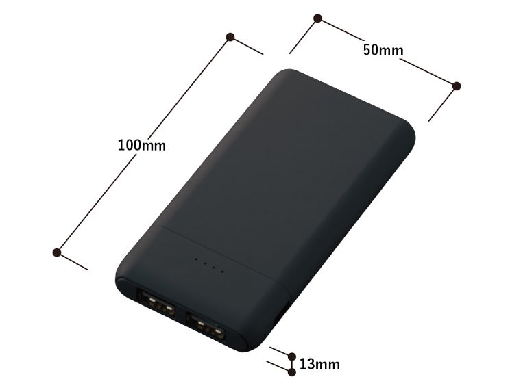 コンパクトモバイルチャージャー5000　ブラックのサイズ表記