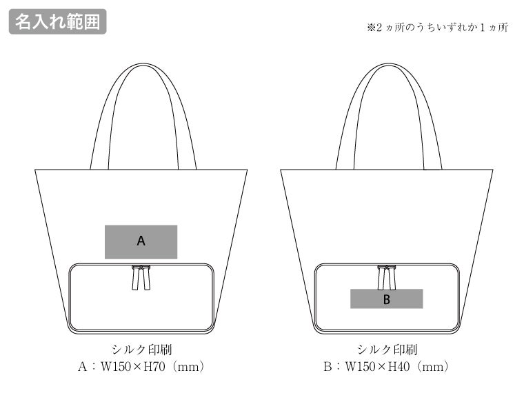 デイリーズ・二層式保冷温マルチトートバッグの名入れ範囲