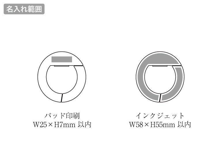 リングスタイルバッグハンガーの名入れ範囲