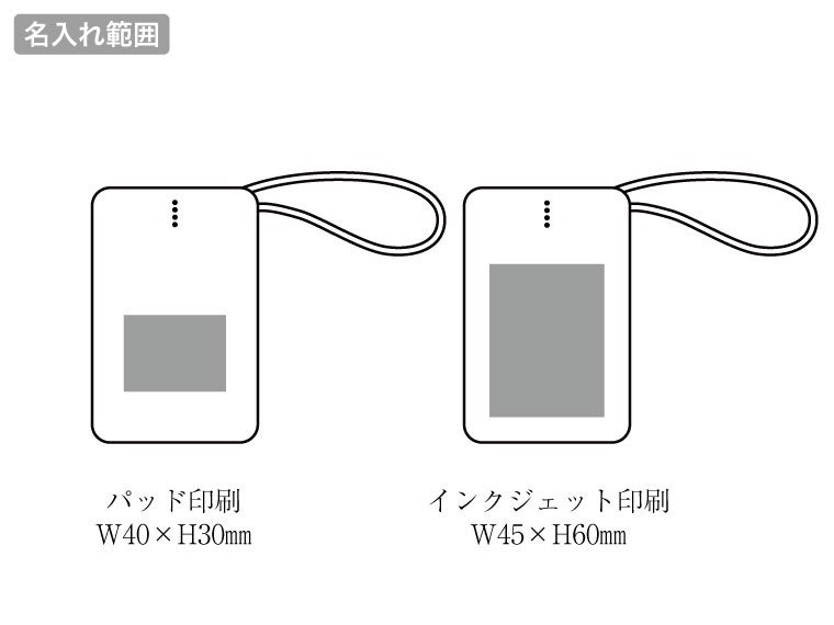 酸鉄急速充電モバイルバッテリー5000の名入れ範囲