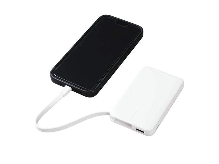 酸鉄急速充電モバイルバッテリー5000はtype-Cケーブル一体型です。