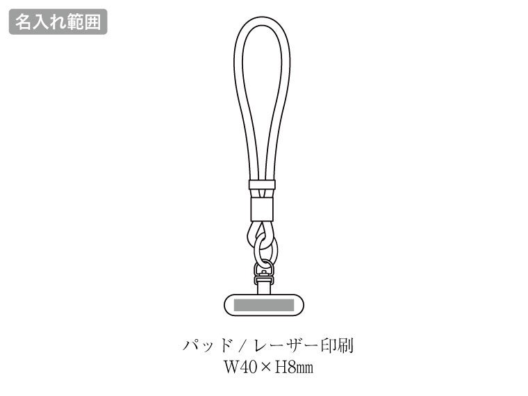 ステンレスストラップホルダー＆ハンドストラップの名入れ範囲