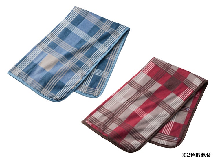ティオル 4wayブランケットの本体カラーはブルーとレッドの2色アソートでお届けいたします。
