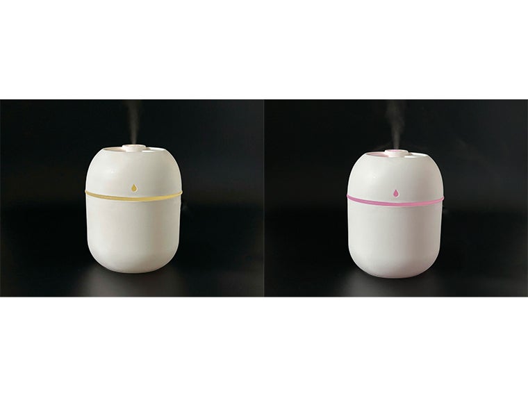 ウルモ 卓上加湿器のイルミネーション機能イエローとピンクの画像