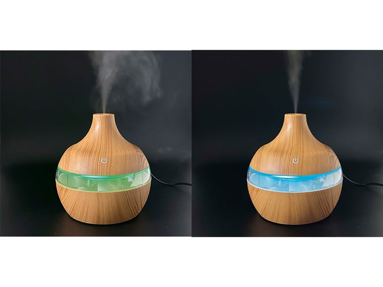 モク 卓上加湿器のイルミネーション機能グリーンとブルーの画像