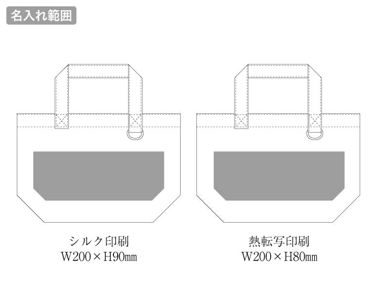 キャンバストート（Ｓ）　Ｄカン付　ナチュラルの名入れ範囲