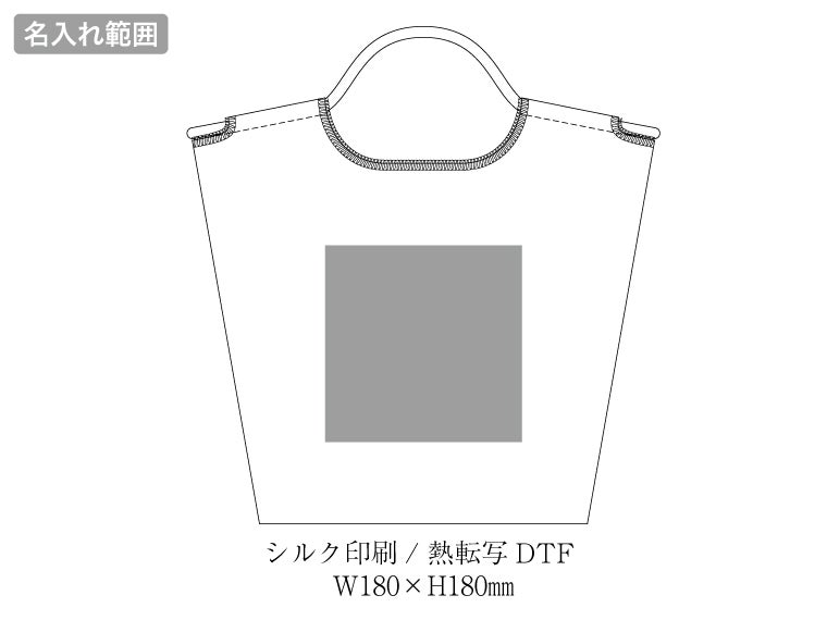ワッシャーナイロンロープトートの名入れ範囲