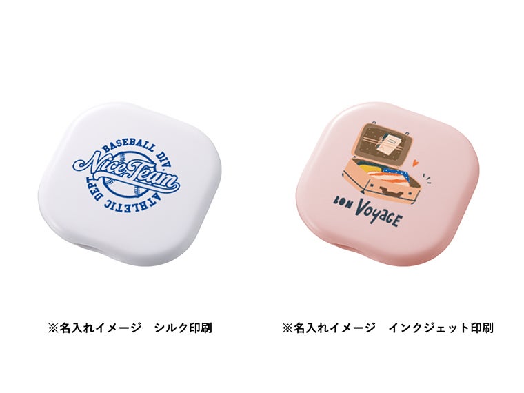 コーム付コンパクトミラー　スクエアの名入れイメージ画像。