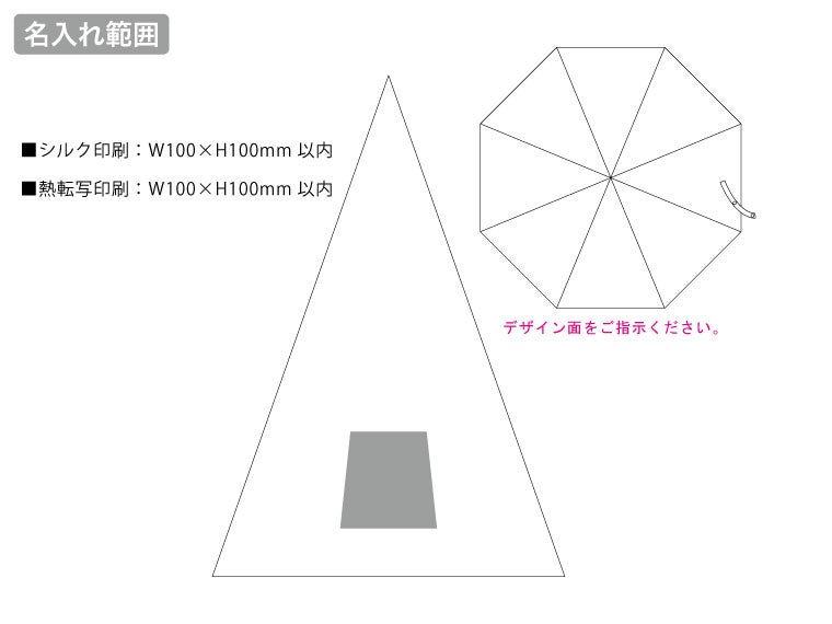 遮光長傘の名入れ範囲