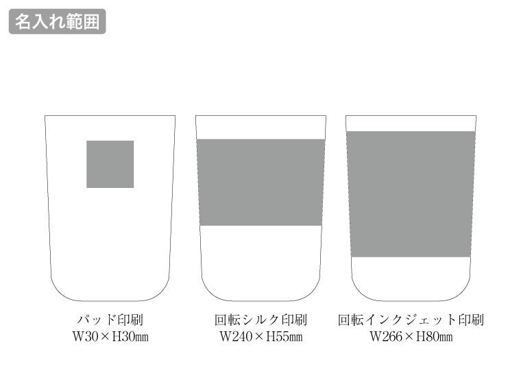 リッド付サーモタンブラー３８０ｍｌ（セラミックコーティング）の名入れ範囲