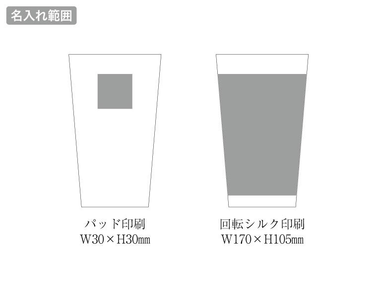 アルミタンブラー４５０ｍｌの名入れ範囲
