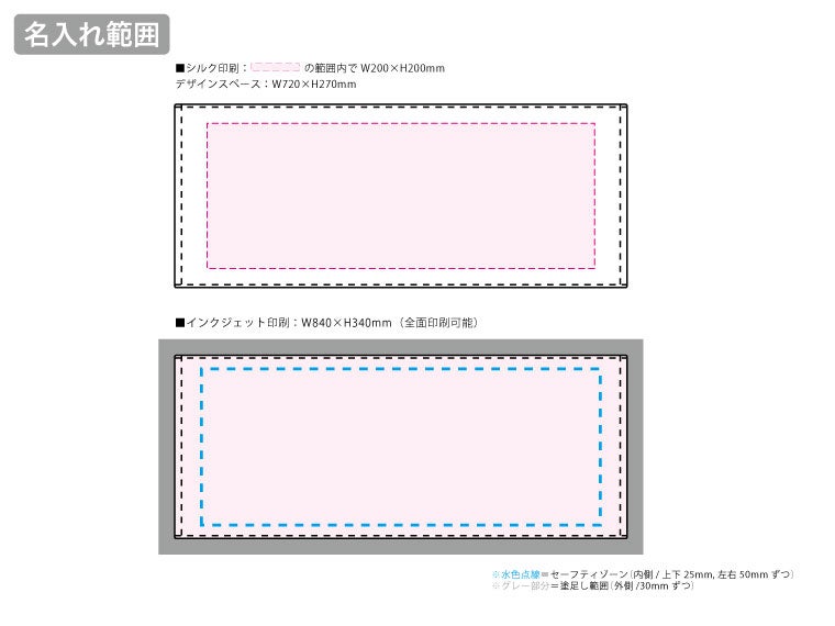 プリントしやすいコットンシャーリングフェイスタオル（厚手）　ホワイトの名入れ範囲