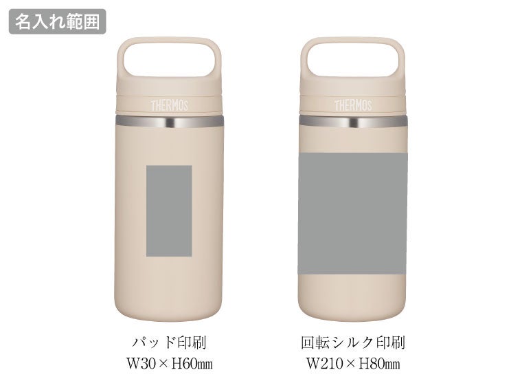 モス(THERMOS)JOX-360真空断熱ケータイマグ 0.36Lの名入れ範囲。