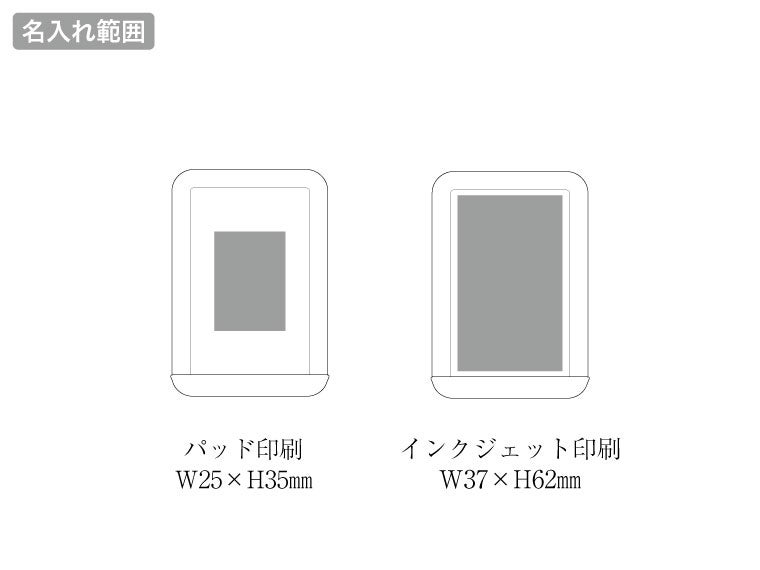 クリーナー付携帯スタンドの名入れ範囲。