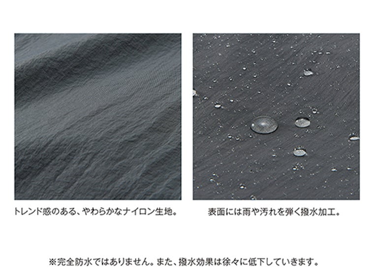 保冷温スイッチ・やわらか撥水ショルダーの素材。